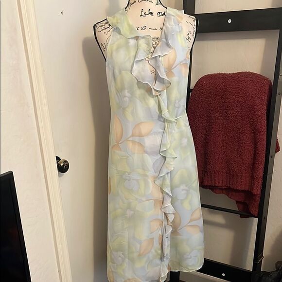 Y2K The Limited Silk Floral Design Ruffle Wrap Dress Cottagecore Feminine - Picture 1 of 10